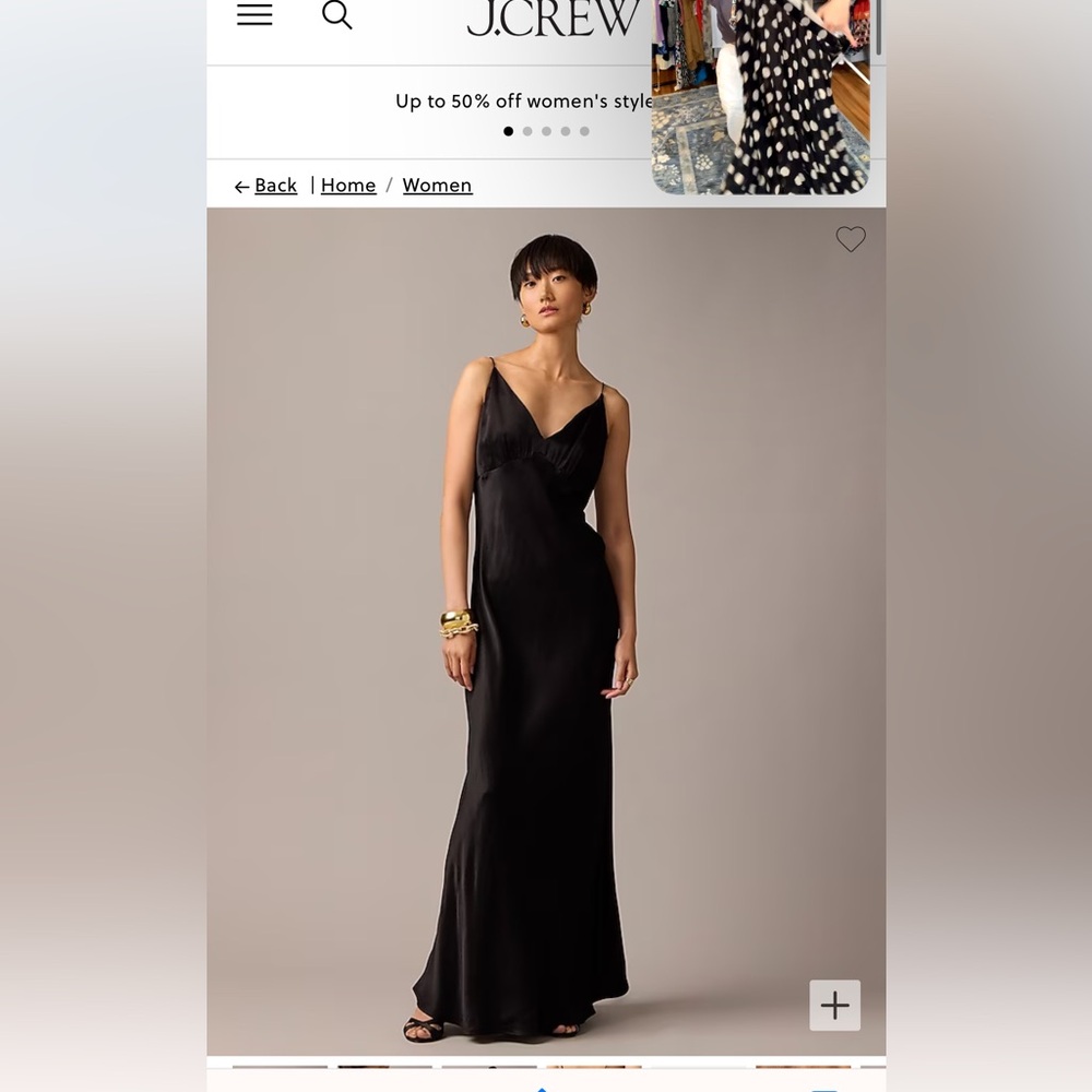 Collection full-length V-neck slip dress in luster crepe